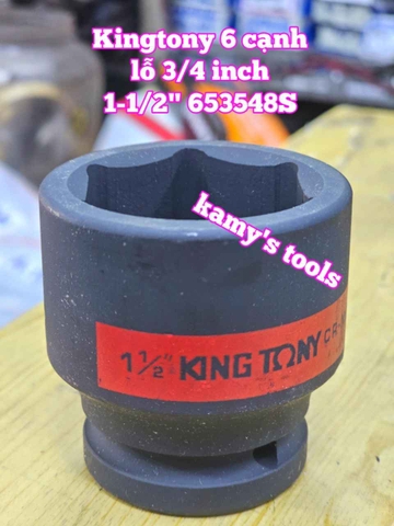 1-3/8 1-7/16 1-1/2 1-9/16 1-5/8 đầu tuýp khẩu lỗ 3/4 inch 6 cạnh Kingtony 653544S 653546S 653548S 653550S 653552S