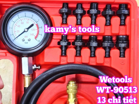 Bộ đồng hồ kiểm tra áp suất dầu nhớt động cơ 13 chi tiết Wetools WT-90513