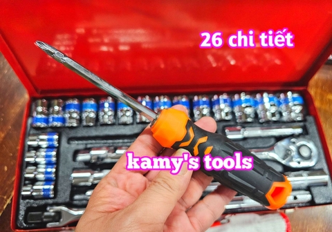 Bộ tuýp đầu khẩu 26 tiết 1/2 inch lục giác 8-32mm Hitman