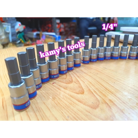 Tuýp lú đầu Lục Giác 1/4 inch Kingtony dài 37mm H3 H4 H5 H6 H7 H8 H10 203503 203504 203505 203506 203507 203508 203510