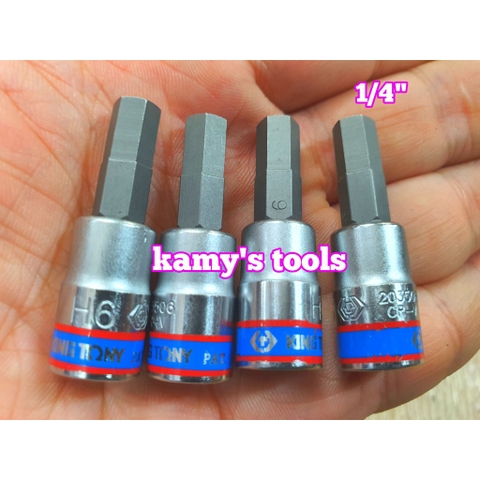 Tuýp lú đầu Lục Giác 1/4 inch Kingtony dài 37mm H3 H4 H5 H6 H7 H8 H10 203503 203504 203505 203506 203507 203508 203510