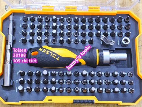 Bộ tua vít tự động cán đảo chiều trái phải 72 răng 105 chi tiết Tolsen 20188