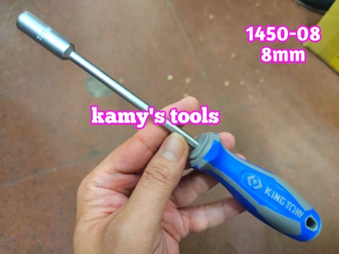 1450-08 Tua vít cán vặn ốc đầu tuýp lục giác Kingtony 8mm thân dài 125mm luôn cán 235mm
