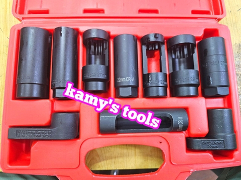 Bộ dụng cụ tuýp tháo mở cảm biến oxy 10 chi tiết 22mm, 27mm, 28mm, 29mm Kamytools
