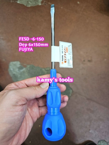 Tua vít cách điện Fujiya FESD 6mm bake PH2 và dẹp dài 150mm FESD+2-150 và FESD-6-150 sản xuất tại Nhật Bản