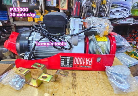 PA1000 Máy tời cáp điện loại treo mini Kawasaki 1000kg cáp đôi dài 15 mét 500kg cáp đơn dài 30 mét