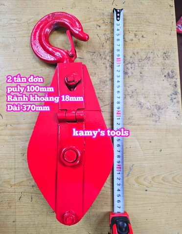 Ròng rọc đơn màu đỏ 2 tấn puly 4 inch rãnh 18mm Hongfu HQG(L)K-2