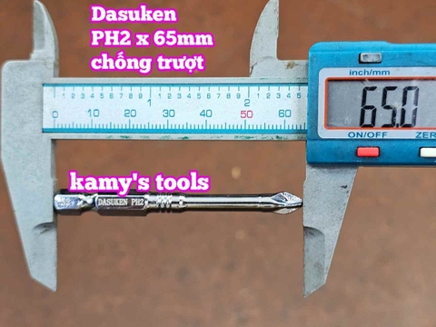 Đầu mũi bắn vít bake PH2 dài 65mm chống trượt Dasuken DSK-NS0265 (bán lẻ 1 cây)