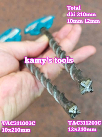 Mũi khoan bê tông 4 cạnh 4 me dài 210mm SDS Plus Total 10mm 12mm TAC311003C TAC311201C