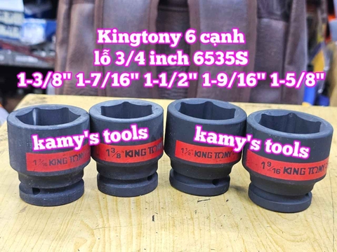 1-3/8 1-7/16 1-1/2 1-9/16 1-5/8 đầu tuýp khẩu lỗ 3/4 inch 6 cạnh Kingtony 653544S 653546S 653548S 653550S 653552S