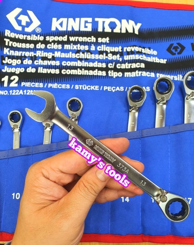 Bộ cờ lê vòng miệng tự động đảo chiều 8mm-24mm Kingtony 122A12MRN, bộ vòng miệng tự động