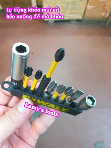 Bộ mũi bắn vít bake dẹp cao cấp 9 chi tiết Dewalt tự động khóa