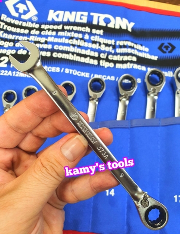 Bộ cờ lê vòng miệng tự động đảo chiều 8mm-24mm Kingtony 122A12MRN, bộ vòng miệng tự động