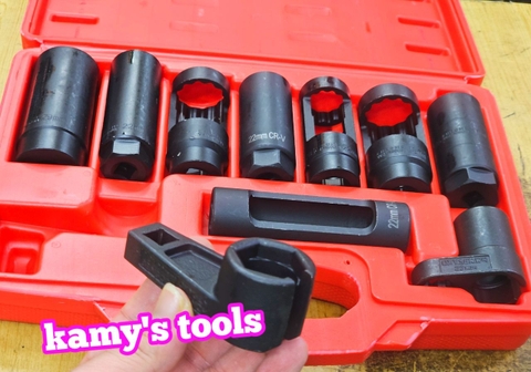 Bộ dụng cụ tuýp tháo mở cảm biến oxy 10 chi tiết 22mm, 27mm, 28mm, 29mm Kamytools