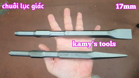 Mũi đục bê tông nhọn dẹp đuôi lục giác 17mm dài 275mm 262mm
