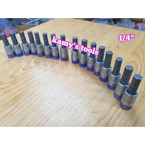 Tuýp lú đầu Lục Giác 1/4 inch Kingtony dài 37mm H3 H4 H5 H6 H7 H8 H10 203503 203504 203505 203506 203507 203508 203510