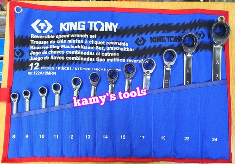 Bộ cờ lê vòng miệng tự động đảo chiều 8mm-24mm Kingtony 122A12MRN, bộ vòng miệng tự động