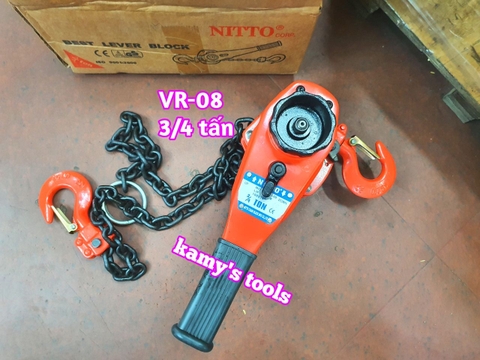 Pa lăng xích lắc tay Nitto 3/4 tấn (0.75 tấn) 1.5m (1.5 mét) VR-08 cao cấp