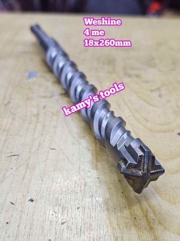 Mũi khoan bê tông chuôi gài SDS-PLUS 4 me Weshine 18mm 18x260mm WS-341826