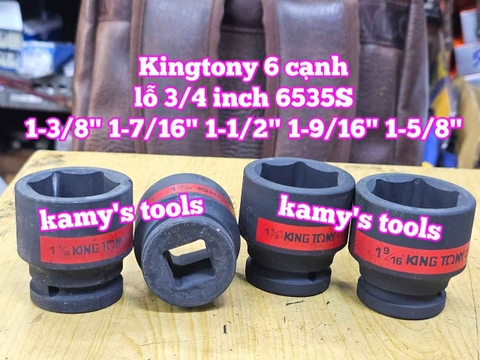 1-3/8 1-7/16 1-1/2 1-9/16 1-5/8 đầu tuýp khẩu lỗ 3/4 inch 6 cạnh Kingtony 653544S 653546S 653548S 653550S 653552S