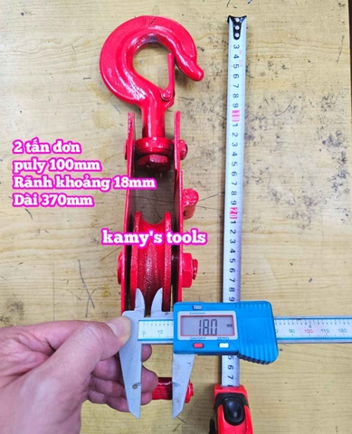 Ròng rọc đơn màu đỏ 2 tấn puly 4 inch rãnh 18mm Hongfu HQG(L)K-2