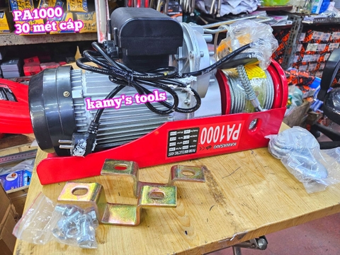 PA1000 Máy tời cáp điện loại treo mini Kawasaki 1000kg cáp đôi dài 15 mét 500kg cáp đơn dài 30 mét