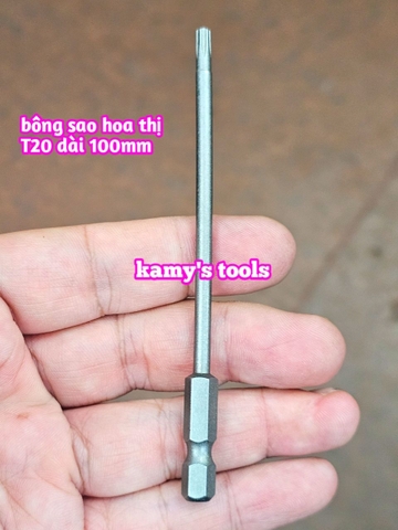 Mũi vít bông sao hoa thị đuôi lục giác 1/4 inch dài 100mm thép S2 T10 T15 T20 T25 T27 T30 T40