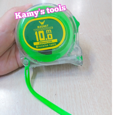 Thước kéo trong- xanh lá Winshine 1 mặt 10m bản 25mm
