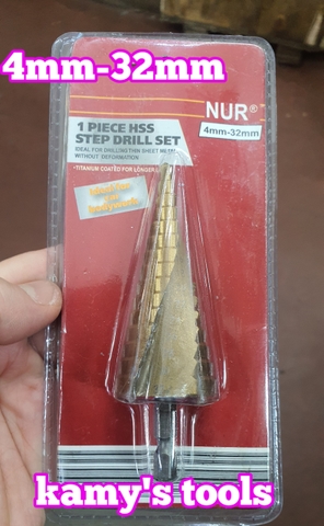 Mũi khoan tháp rãnh xoắn NUR 4-12, 4-20, 4-32mm chuyên khoan sắt , tôn, nhôm