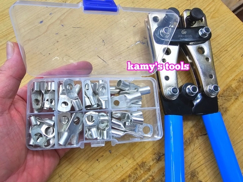 Kìm bấm cos cơ HX-50B 6mm2-50mm2 và hộp đầu cos 60 chi tiết