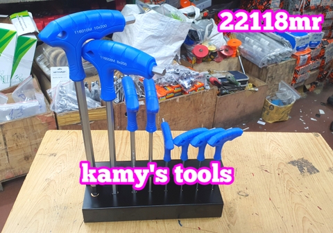 Bộ lục giác bi chữ T 8 chi tiết H2-H10 Kingtony model 22118MR có đế sắt