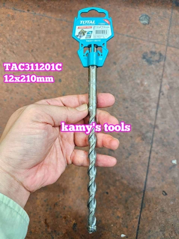 Mũi khoan bê tông 4 cạnh 4 me dài 210mm SDS Plus Total 10mm 12mm TAC311003C TAC311201C