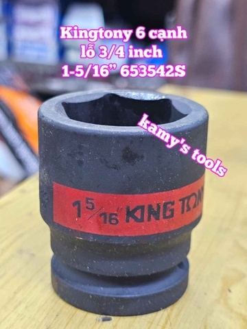 1-1/16 1-1/8 1-3/16 1-1/4 1-5/16 đầu tuýp khẩu lỗ 3/4 inch 6 cạnh Kingtony 653534S 653536S 653538S 653540S 653542S