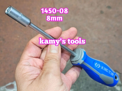 1450-08 Tua vít cán vặn ốc đầu tuýp lục giác Kingtony 8mm thân dài 125mm luôn cán 235mm