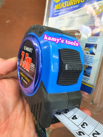 Thước cuộn 7.5m bản 25mm C-Mart model D0004-7.525-GY bọc nhựa chống va đập, thước kéo 7.5 mét