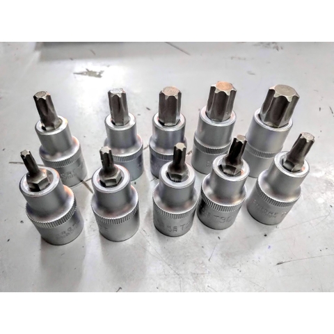 Bộ Tuýp Lú Đầu Sao 10 Cái T20-T70 Đầu Vuông 12.7mm, Bộ Tuýp Chữ T, Bộ Tuýp Sao