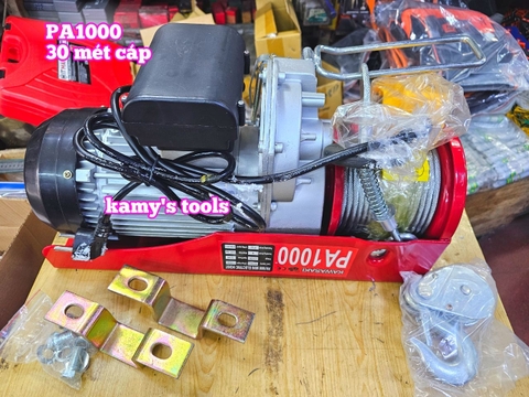 PA1000 Máy tời cáp điện loại treo mini Kawasaki 1000kg cáp đôi dài 15 mét 500kg cáp đơn dài 30 mét