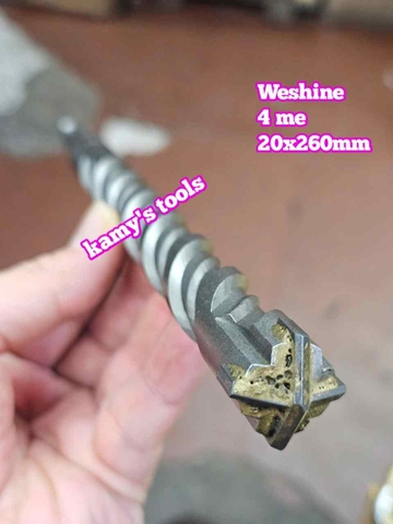 Mũi khoan bê tông chuôi gài SDS-PLUS 4 me Weshine 20mm 20x260mm WS-342026