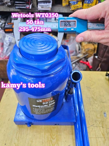 Kích con đội thuỷ lực 50 tấn đế dày xác lớn Wetools WT0350 295-475mm
