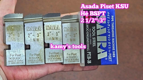 Dao tiện ren ống thép sắt tráng kẽm Asada Piset KSU hiệu Sara 2 1/2-3 inch 76mm-90mm hệ ren thông dụng BSPT