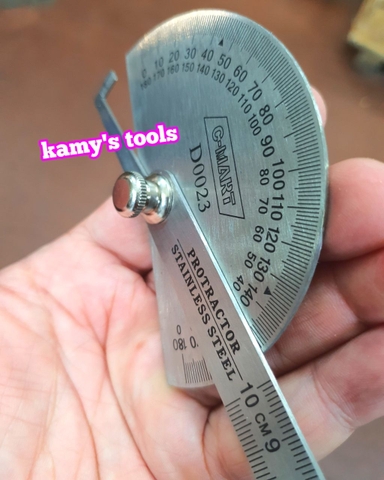 Thước đo góc 180 độ được làm từ thép không gỉ Cmart Model D0023 dài 100mm