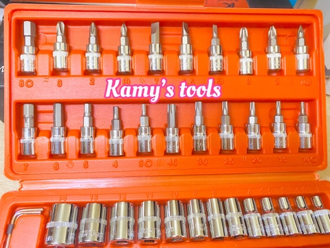 Bộ dụng cụ đồ nghề mở tuýp đa năng 46 món  đầu 1/4 inch Kapusi K-9819