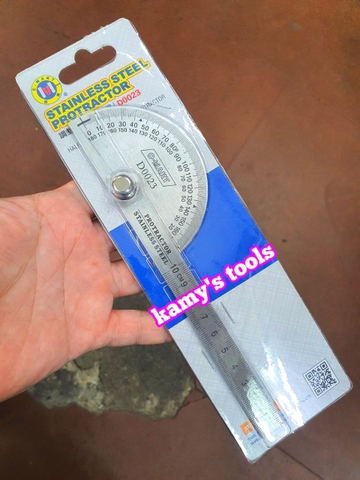 Thước đo góc 180 độ được làm từ thép không gỉ Cmart Model D0023 dài 100mm