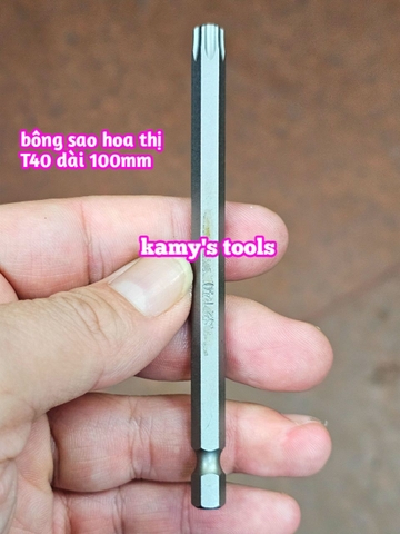 Mũi vít bông sao hoa thị đuôi lục giác 1/4 inch dài 100mm thép S2 T10 T15 T20 T25 T27 T30 T40