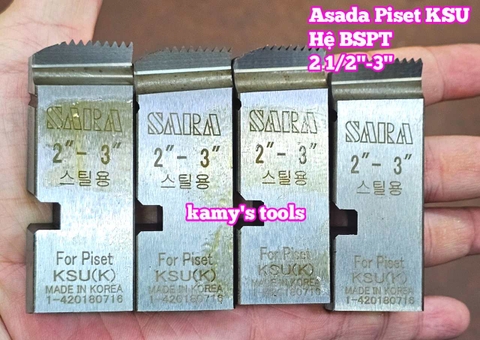 Dao tiện ren ống thép sắt tráng kẽm Asada Piset KSU hiệu Sara 2 1/2-3 inch 76mm-90mm hệ ren thông dụng BSPT