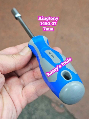 1450-07 Tua vít cán vặn ốc đầu tuýp lục giác Kingtony 7mm thân dài 125mm luôn cán 235mm
