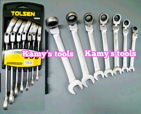 Bộ cờ lê vòng miệng tự động lắc léo Tolsen 15259