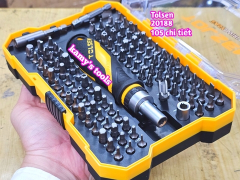 Bộ tua vít tự động cán đảo chiều trái phải 72 răng 105 chi tiết Tolsen 20188