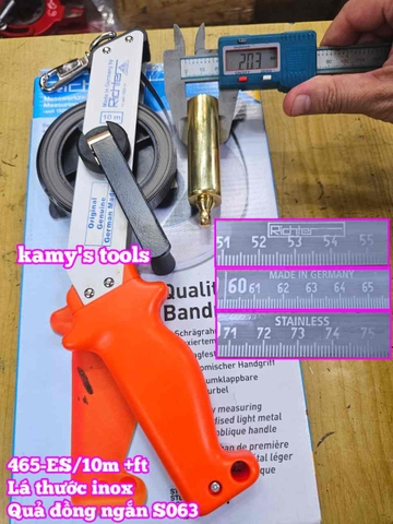 Thước đo dầu Richter 10 mét 465-ES/10m lá thước inox quả rọi bằng đồng ngắn S063 cao cấp chính hãng