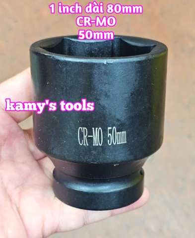 Đầu tuýp đầu khẩu 1 inch dài 80mm Kamytools thép Cr-mo 46mm 50mm 55mm